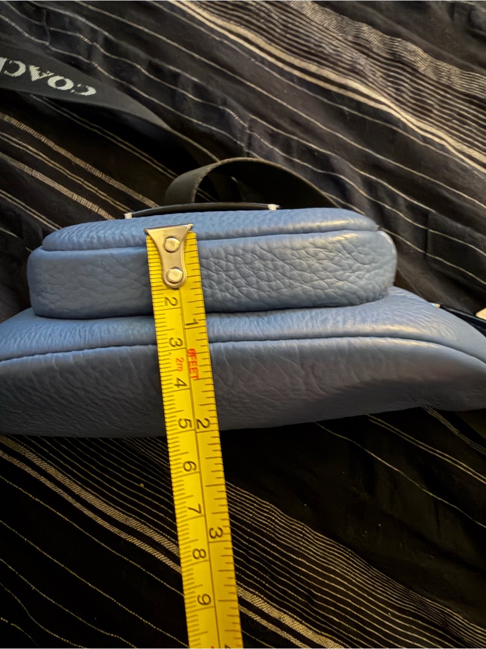 Coach Light Blue Pebbled Leather Waist Bag with Logo Strap - Picture 11 of 11